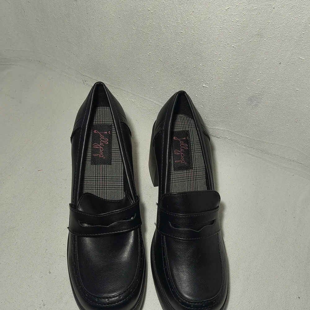 Women's 3 Inch Black Wedge Heel Slip On Loafers By Jelly Pop - Picture 2 of 6